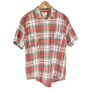 FILSON Short Sleeve Lightweight Alaskan Guide Shirt Red/Gray/White Plaid Size M